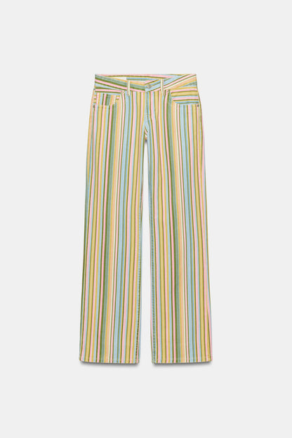 LOW RISE STRIPED WIDE LEG JEANS